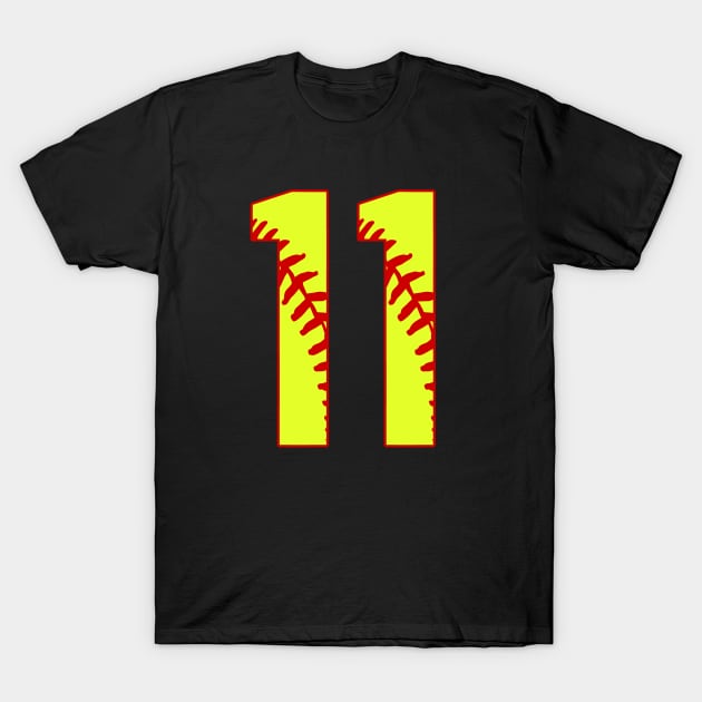 Fastpitch Softball Number 11 #11 Softball Shirt Jersey Uniform Favorite Player Biggest Fan T-Shirt by TeeCreations